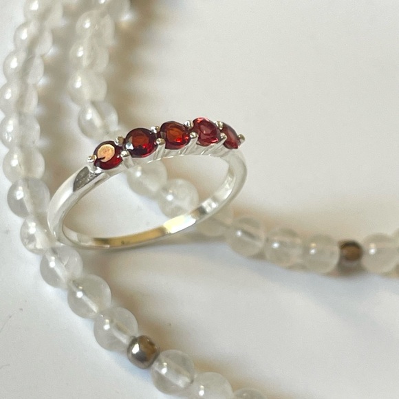 925 Sterling Silver Natural Garnet Band “Vibes” Sizes available US:5,7,8,9 - Picture 12 of 16